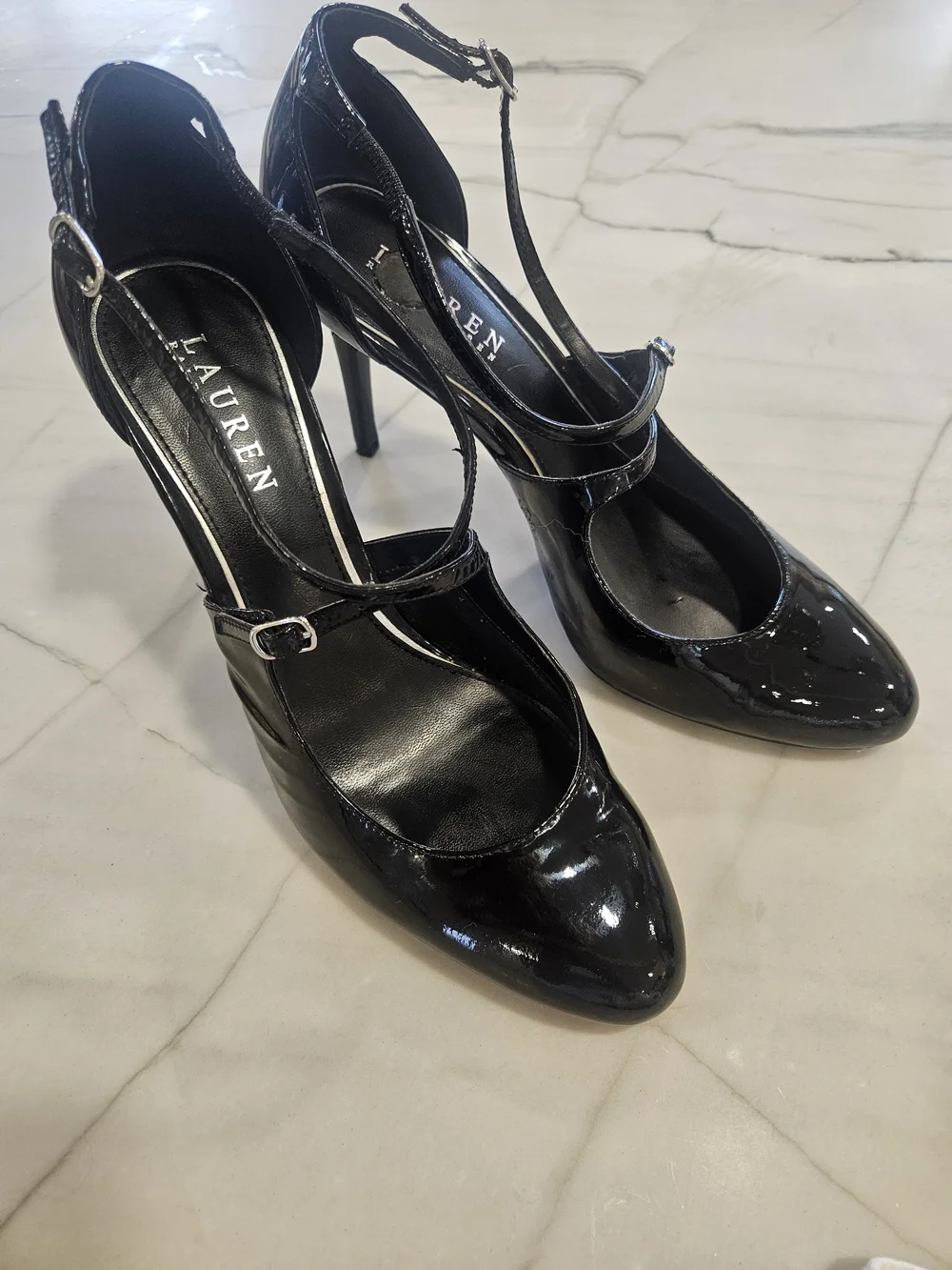 Lauren Ralph Lauren Raquel Black Patent Leather Mary Jane Pumps